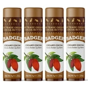 Badger Cocoa Butter Lip Balm, Creamy Cocoa .25 oz - 4 pack