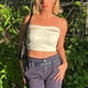 thumbnail image 3 of Top de tubo corto para mujer, camiseta sin mangas sin tirantes, ajustada, ajustada, para uso en verano, Blanco L, 3 of 8