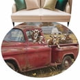 thumbnail image 2 of Farm Sheep Animal Round Living Room Rugs 5 ft, Vintage Red Truck Daisy Brown Tree House Washable Area Rug with Non-Slip Sturdy Edge Binding Round Carpet for Entryway Kitchen Bedroom Bathroom, 2 of 9