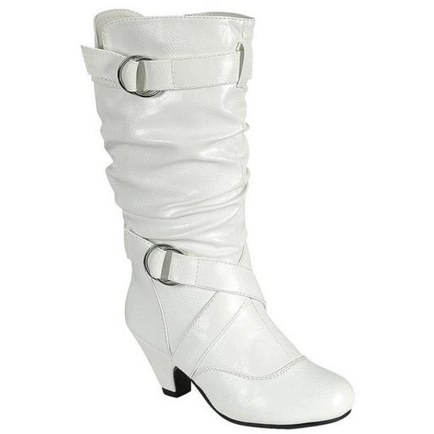 D H New Girls Kids Buckle Slouch Round Toe Midcalf Winter Shoes Boots Toddler Little Kid Big Kid White Paul 28 Little Kid 12 Walmart Com Walmart Com