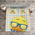 thumbnail image 3 of Ambesonne Cartoon Quilted Bedspread Set 3 Pcs, Hipster Boho Cool Duck, Queen Size, Orange Yellow Blue, 3 of 3
