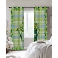 thumbnail image 3 of St. Patrick's Day Blackout Curtains 84 Inches Long, Green Shamrock Watering Can Leaf Plaid Thermal Insulated Black Out Curtains, Darken Window Curtain Drapes for Bedroom Living Room 42"x84" 2 Panels, 3 of 9