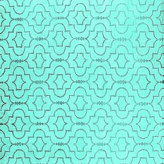 Ahgly Company Machine Washable Indoor Square Solid Turquoise Blue Modern Area Rugs, 3' Square