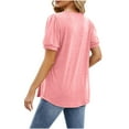 thumbnail image 4 of Womens Plus Size Tops Dressy Casual Flowy Short Sleeve Pleated Blouses Square Neck Solid Color Summer Tunic T-Shirts (Pink S), 4 of 5