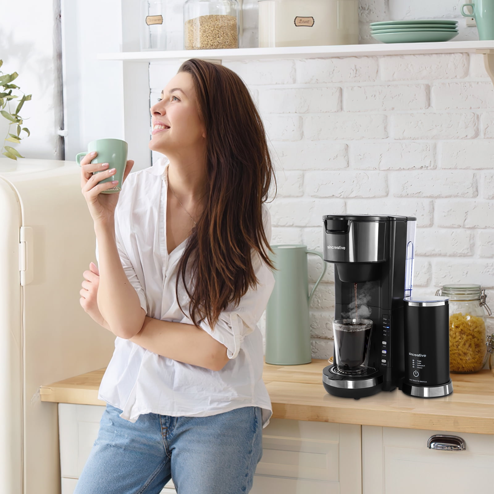 Buy Sincreative Single Serve Coffee Maker for K Cup Pods & Ground Coffee,Coffee Machine with