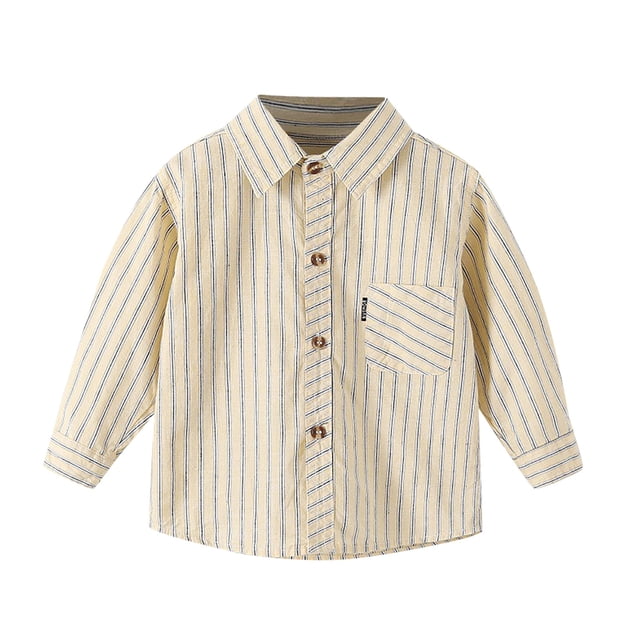 DXOUPM Boys' Long Sleeve Dress Shirts Lapel Button Down Thin Jacket Versatile Fall Clothes