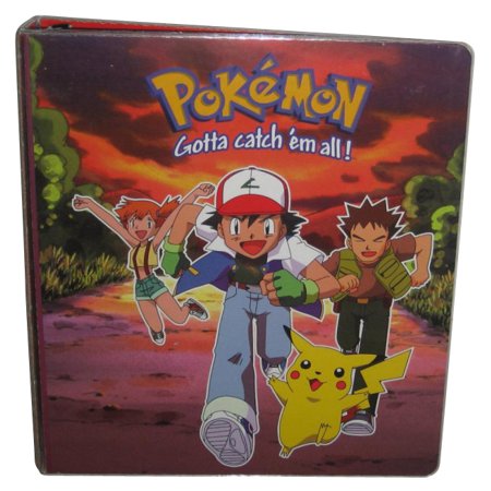 Pokemon Trading Card 1999 Vintage 3 Ring Binder Pikachu Ash Brock Misty Design