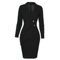 thumbnail image 6 of Meichang Blazer Dress for Women Long Sleeve Notch Lapel Bodycon Dresses Business Casual Work Dress Solid Buttons Wrap Blazer Dresses, 6 of 8