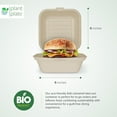 thumbnail image 6 of Plant Plate 100-pack of Eco-Friendly 6X6 Clamshell Heavy Duty Disposable Container, Made with Bagasse Natural Color - BPA-Free and Compostable., 6 of 6