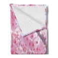 thumbnail image 2 of Floral Soft Flannel Fleece Throw Blanket, Japanese Sakura Florets Essence Nature Beauty Blossoms Refreshing Summer Picture, Cozy Plush for Indoor and Outdoor Use, 50" x 60", Baby Pink, by Ambesonne, 2 of 5