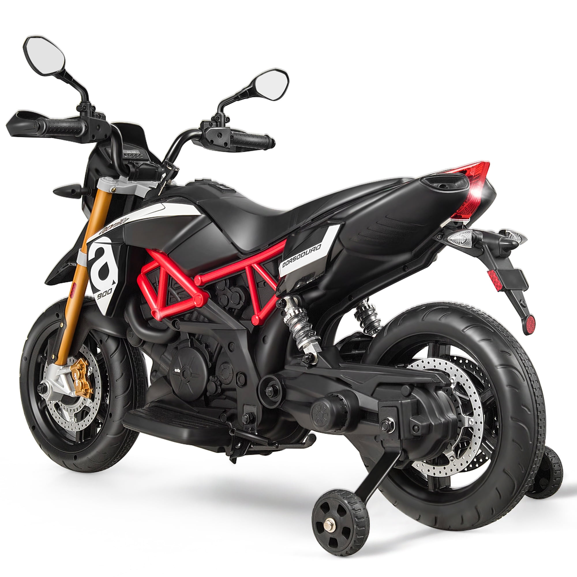 Gymax 12V Licensed Kids Ride On Motorcycle w/ Headlight Training Wheel Black