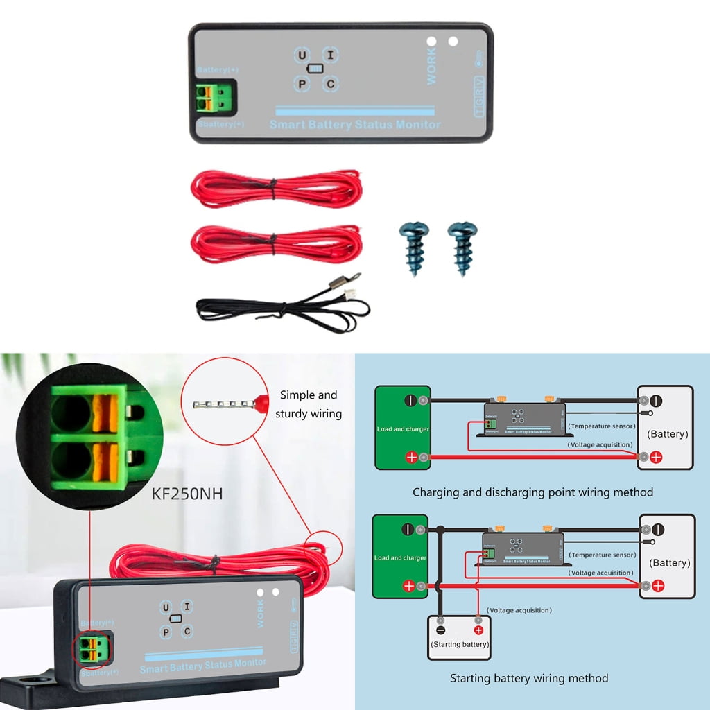 MOMOJIA Charge Discharge Multimeter Battery Monitor DC8-100V Multimeter Coulometer Voltage Current Energy Tester 150A/300A/500A