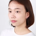 thumbnail image 4 of 1Pair/Set Unisex Couple Ear Titanium Steel Earrings Loop Hoops with Zircon Decoration, 4 of 7