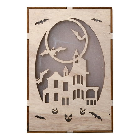 

Decor Ornaments Hollow Led Home Pendants Halloween Wooden Light Vintage Led Light