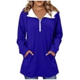 thumbnail image 3 of Horkkom Quarter Zip Pullover Women Long Sleeve V Neck Sweatshirt Casual Loose 1/4 Zip Pullover Sweatshirts with Pockets S, 3 of 7