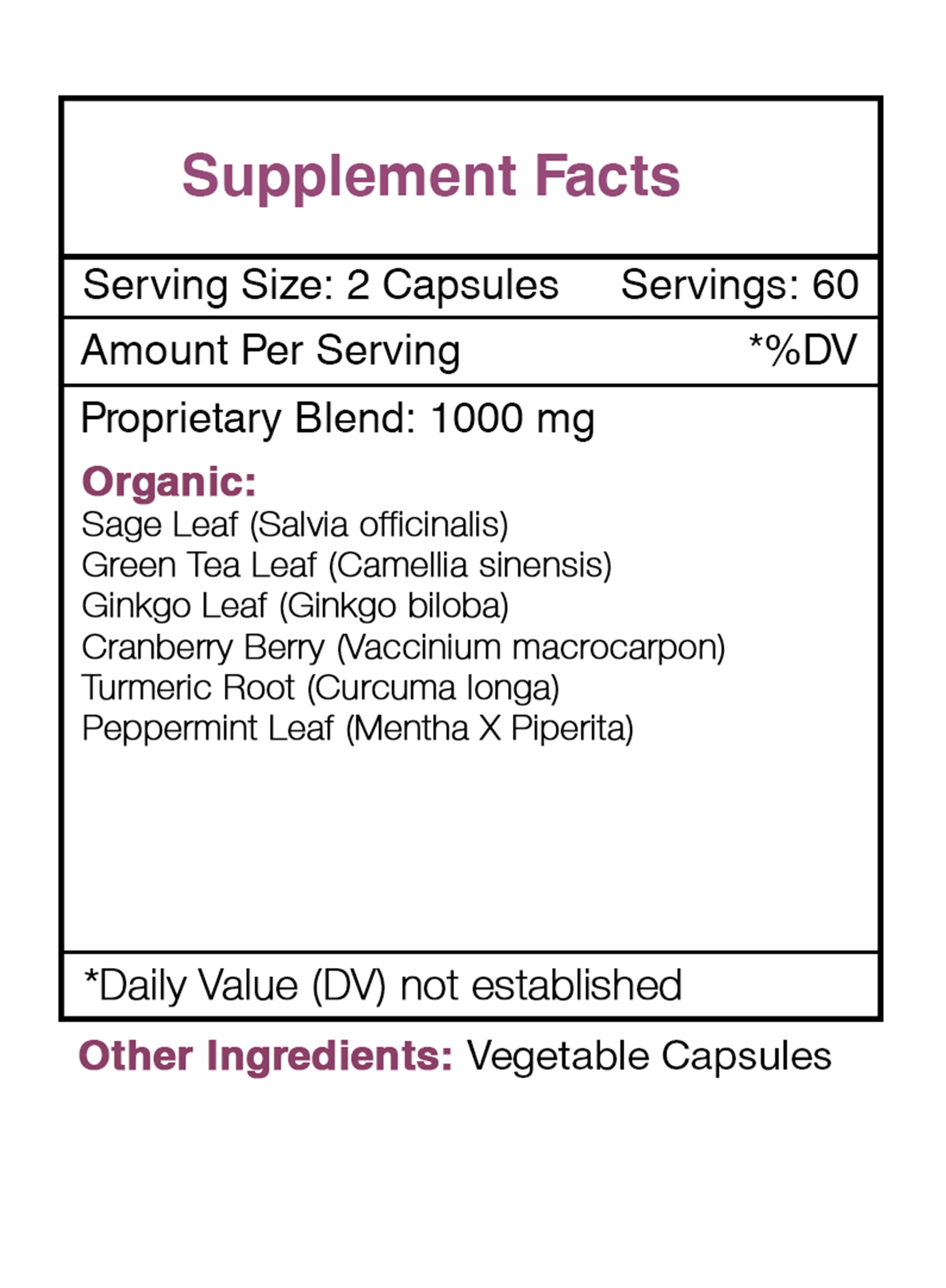 Secrets of the Tribe Desert Breeze Capsules Dietary Supplement, Natural Herb Blend, Made from Sage, Green Tea, Ginkgo, Cranberry, Turmeric, Peppermint 120 Count