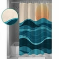 thumbnail image 3 of Extra Long Shower Curtain 72x84 Inch, Teal Waves Shower Curtain Waterproof Bathroom Decor Watercolor Sun Turquoise Ombre Fabric Bath Curtain Set Accessories with Hooks, 3 of 6