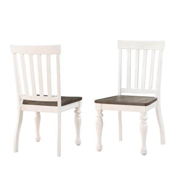 Furniture Joanna Side Chair, Set of 2 Chairs, 18-Inch Seat Height, Farmhouse Style, Charcoal/Ivory Finish, Scooped Seat, Dining Room, Slat Back, 20" W x 23.5" D x 40" H, Ivory, Charcoal