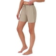 thumbnail image 4 of INSPIRE CHIC Women's Pajama Shors Elastic Waist Jersey Knit Soft Casual Contrast Hem Sleepwear Lounge Bottoms with Pockets S Brown, 4 of 6