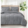 thumbnail image 1 of Marina Decoration Ultra Soft Luxury Fluffy Goose Down Alternative Solid Geometric Pintuck Tufted Bedding Set Pinch Pleated Comforter Set with Ruffled Shams, Grey Color, 1 of 9