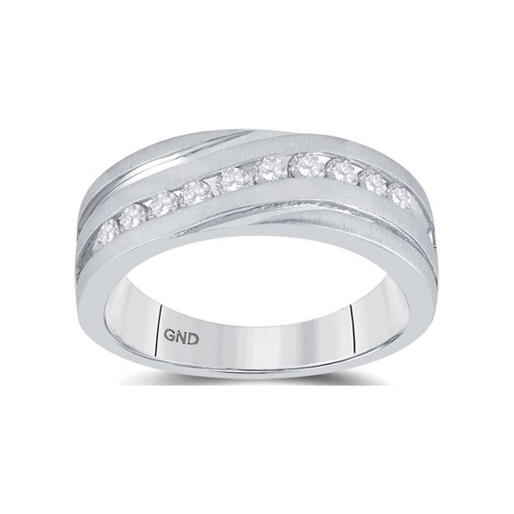 FB Jewels 10kt White Gold Mens Round Diamond Wedding Band Ring 1/2 Cttw Size 10