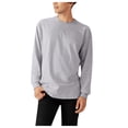 thumbnail image 4 of PEASKJP Solid Color Round Neck Long Sleeve T-Shirt for Men(Grey,M), 4 of 4