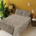 thumbnail image 2 of Ambesonne Floral Pattern Fitted & Flat Sheet with Shams 4 Pcs Set, Line Flowers Boho, Full, Cocoa Dark Taupe and White, 2 of 5