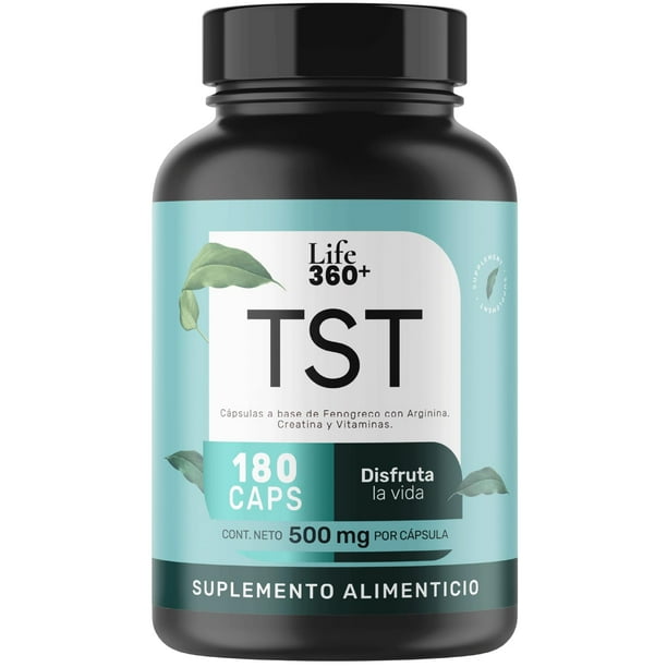 LIFE 360+ Mens Tst | 360 Cápsulas | Fenogreco, Maca Negra, Maca Roja y Maca Amarilla, L-Arginina, Zinc, Vitamina D, Magnesio, Ginseng y Guarana | Suplemento Alimenticio | 360 Porciones por Envase