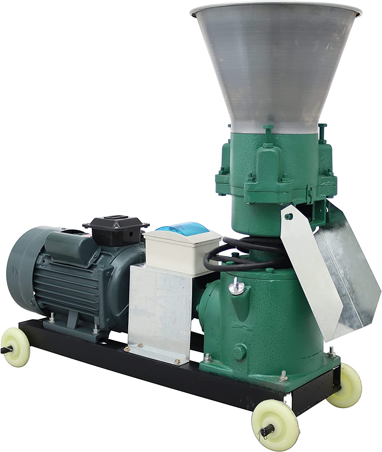 EQCOTWEA Animal Pellet Feed Mill Machine with 3 Head Rollers Animal Food Granulator Maker for Fish Chicken Duck Rabbit 3mm 220V 200KG/H
