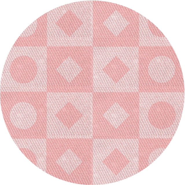 Ahgly Tapis Rond Lavable en Machine Intérieur Transitionnel Rouge Pastel Rose, 5 Pieds Rond