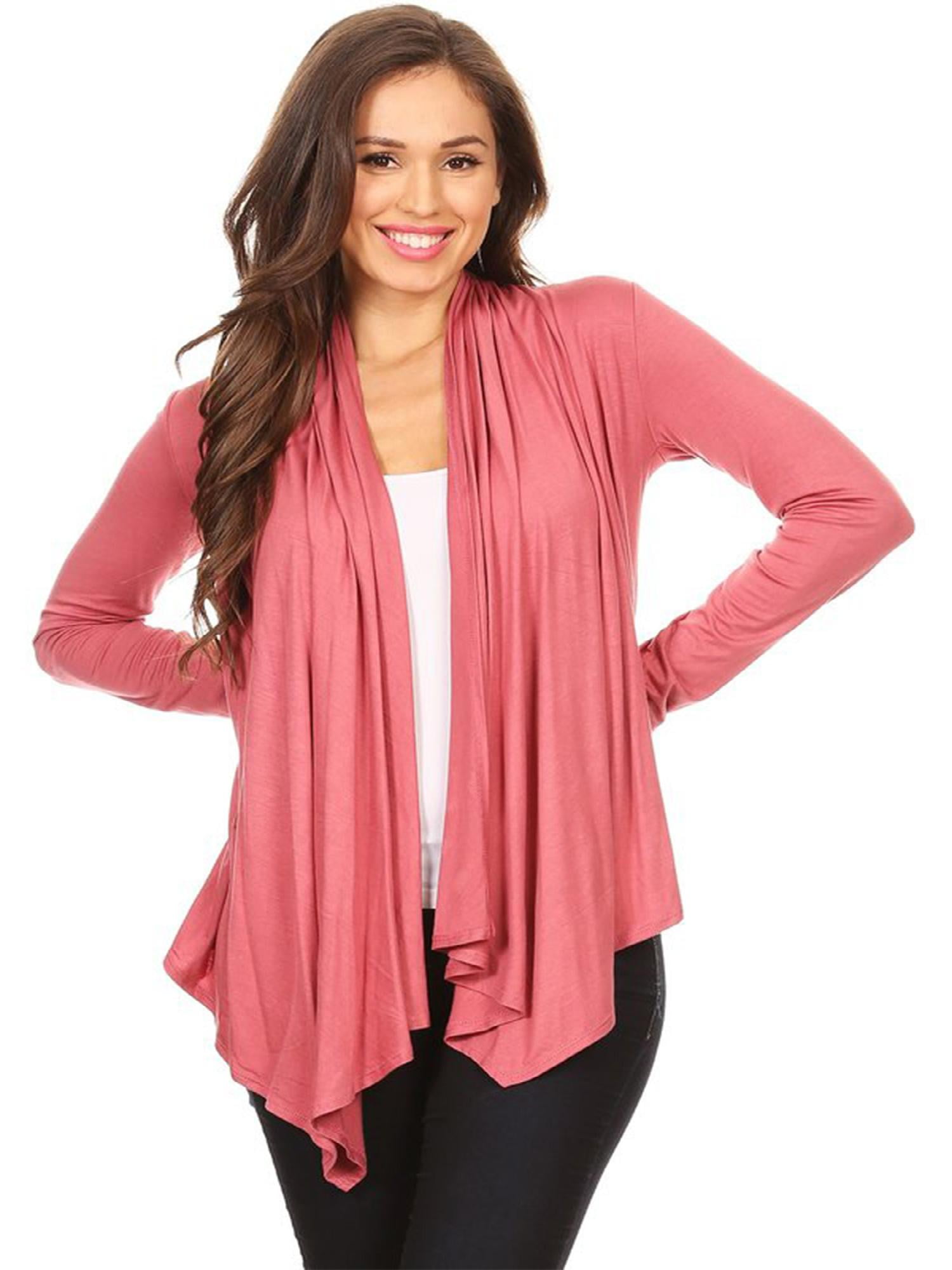 Women's Solid Casual Comfy Long Sleeve Drape Open Front Cardigan Jacket ...
