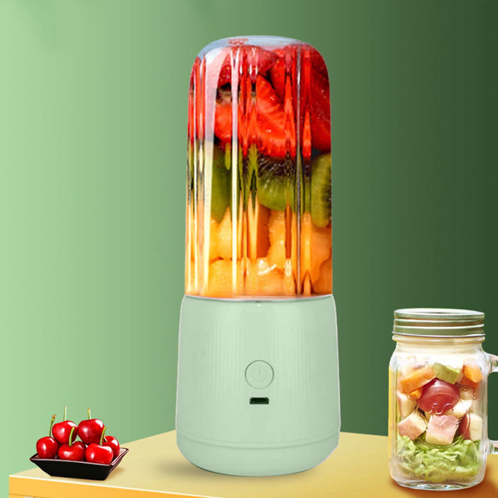Lunxisen 4 pcs Portable Blender Small Smoothie & Shake Maker, Personal Blender, Rechargeable Mini Mixer with Extra Lid for Travel, Office, Gym