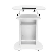 Mobile Desk Height Adjustable Computer Cart Work Station Rolling Presentation Cart Mobile Presentation Stand White