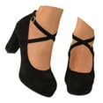 thumbnail image 2 of Women's Low Block Heels Mary Jane Closed Toe Work Pumps Round Toe Ankle Cross Straped Shoes, 2 of 8