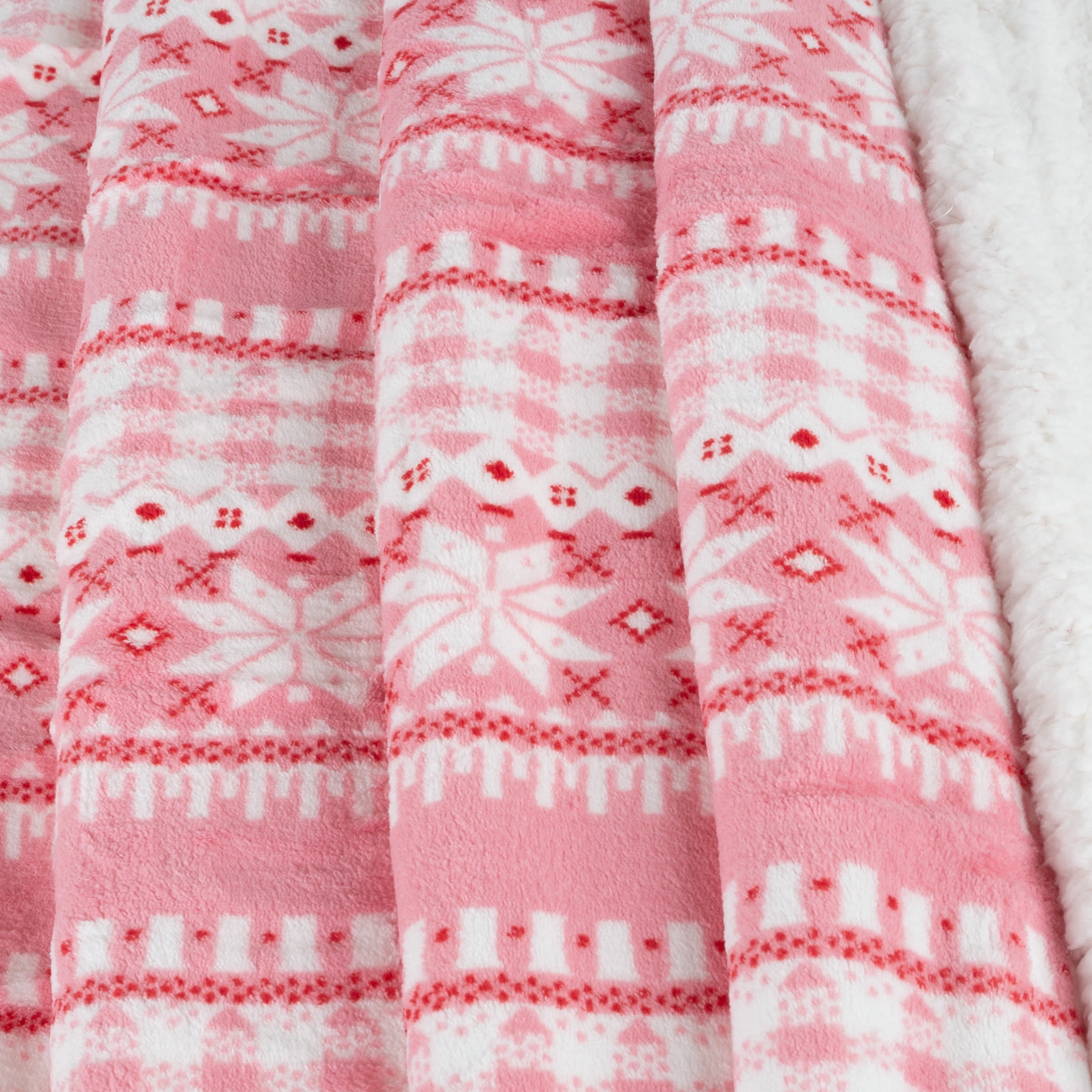 Somerset Home 50x60 Fleece Blanket - Machine Washable Throw Blanket for Couch, Bed and Sofa with Snowflakes (Pink)