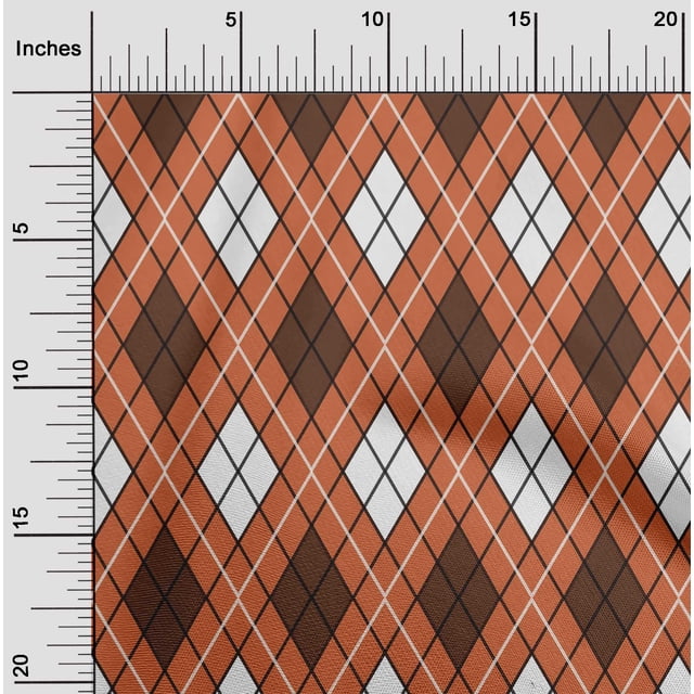 oneOone Polyester Lycra Orange Fabric Argyle Check Craft Projects Decor Fabric Printed By The Yard 56 Inches Wide
