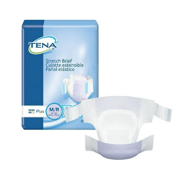Essity HMS North America Inc Adult Incontinent Brief TENA Stretch Plus Tab Closure Medium Disposable Moderate Absorbency Case of 72