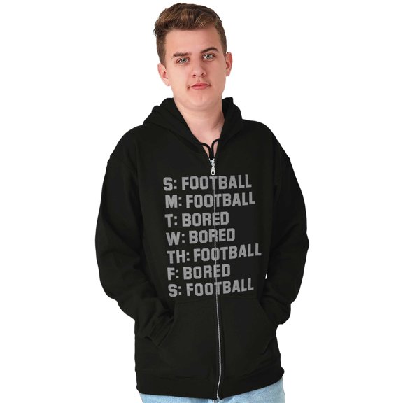 Bored Football Sport Schedule Men's Big & Tall Graphic Zip Up Hoodie Brisco Brands 2X