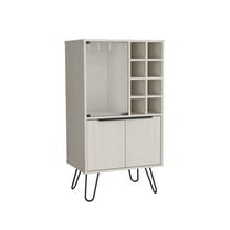 Newboti Furniture Aster 23" Wide Double Door Bar Cabinet and Glass door comparment, Eight bottle cubbies and stemware 91242