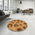 thumbnail image 4 of Ahgly Company Machine Washable Indoor Round Transitional Mahogany Brown Area Rugs, 4' Round, 4 of 7