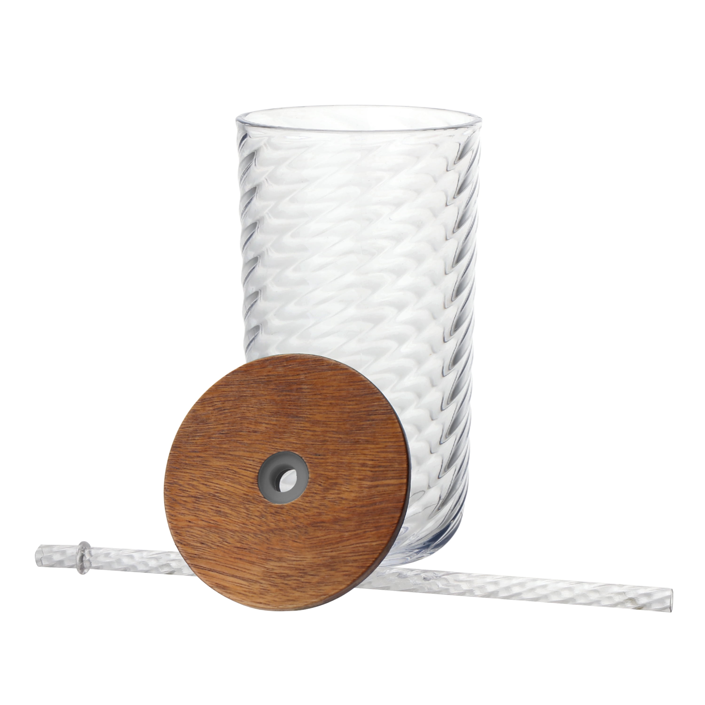 (2 pack) Beautiful 21-Ounce Tritan Swirl Texture Sipper Tumbler With Lid and Straw, Clear by Drew Barrymore