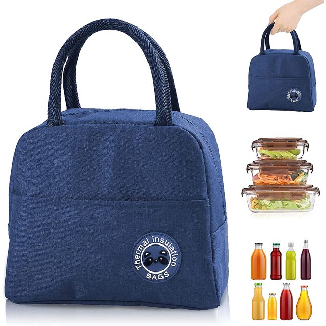 Bolsa de almuerzo, bolsa de picnic, bolsa de almuerzo, bolsa térmica, paquete de almuerzo pequeño, bolsa fresca, mini pequeña, bolsa aislante para el trabajo, la escuela y en el viaje, excursión, comi Feliz Sencillez