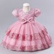 thumbnail image 1 of Vestido para niñas, vestido bordado con lentejuelas, lazo, manga corta, falda de princesa abullonada, 1 of 5