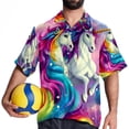 thumbnail image 4 of Robot Unicorn Attack Men's Short Sleeve Hawaiian Shirt Button Down Poplin Beach Casual Printed Unisex Summer Tops, 4 of 6