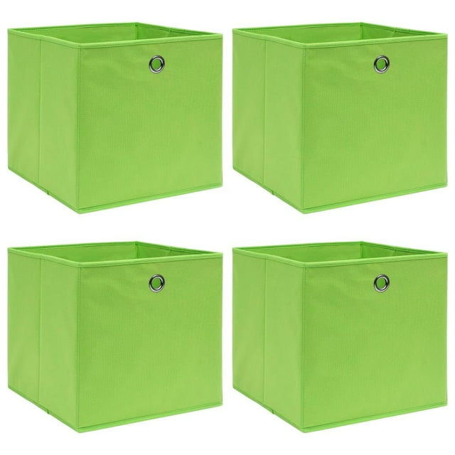 Cajas de almacenamiento VidaXL plegables de tela no tejida verde x4