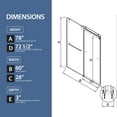 thumbnail image 3 of Frameless Shower Door 60" W x 78" H Frameless Double Sliding Shower Door, Soft-Close Matte Black Shower Screen, 3/8" (10mm) Clear Tempered Glass With Explosion-proof Film, Dual Stainless Steel Door H, 3 of 18