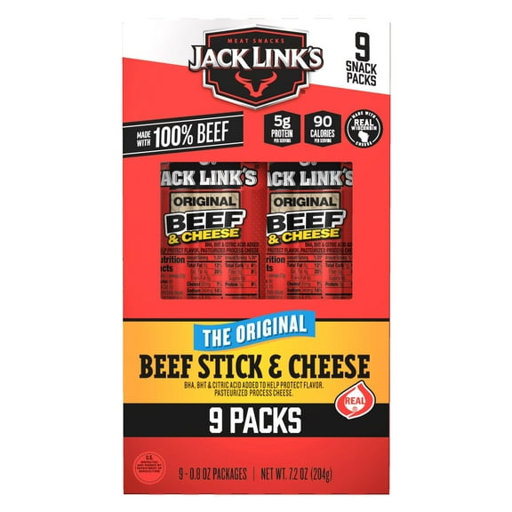 Jack Link's 5g Protein Original Beef Stick & Cheese Snack Packs - 9 ct Packaging may vary