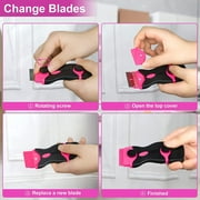 THINKWORK Razor Blade Scraper - Pink Razor Scraper Gift for Women, 2-in-1 Scraper Tool Set with 20Pcs Razor Blades for Removing Window Labels, Decals, Stickers, Glass Stove Top (2 Pack)