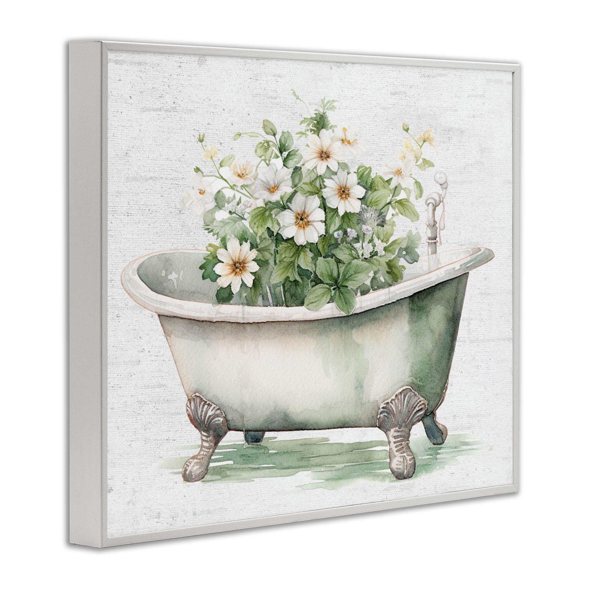 Boho Tub with Daisies White Framed Giclee Art, design by Lettered and Lined