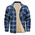 thumbnail image 2 of Feancey Daily Sales Mens Fleece Lined Plaid Jacket, Men's Plaid Flannel Winter Coats Long Sleeve Soft Warm Button Up Jacket Coat Outwear with Pockets Dark Blue S, 2 of 6